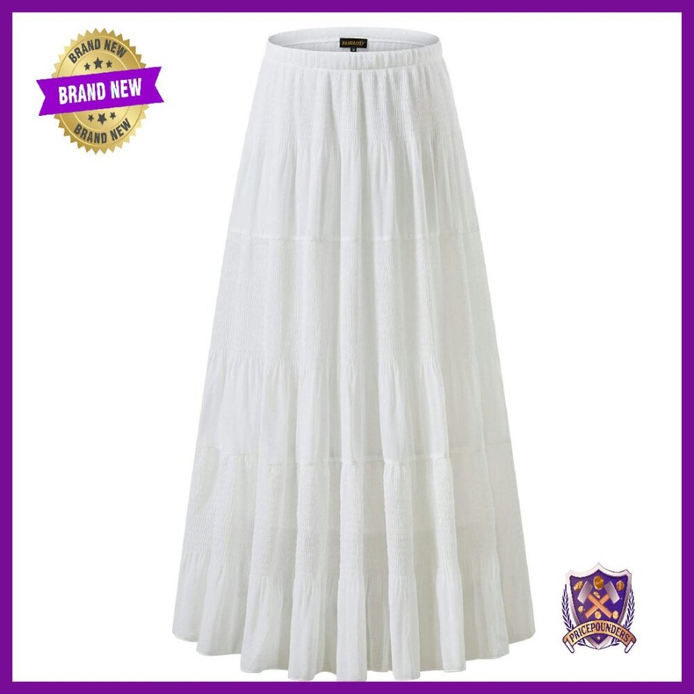 Chiffon Elastic Waist A-Line Maxi Skirt Double Layer Flared
